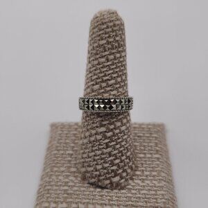 Size 8 Sterling Silver Unisex Marcasite Gems Ring A1825